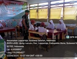 Tanamkan Nilai Kebangsaan Sejak Dini, Babinsa Koramil 1407-09/Lapri Kunjungi Sekolah Dasar Di Desa Ujung Lamuru